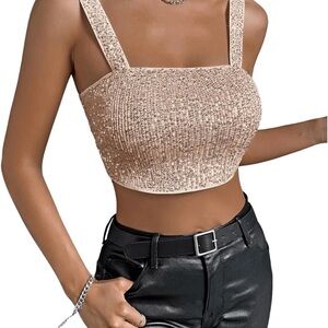 Sequin Beige Crop Top